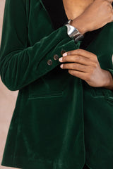 The Elegant Evergreen | Green Velvet Womens Velvet Blazer - Shinesty - Flyclothing LLC