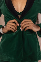The Elegant Evergreen | Green Velvet Womens Velvet Blazer - Shinesty - Flyclothing LLC