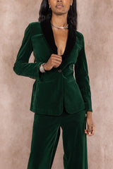 The Elegant Evergreen | Green Velvet Womens Velvet Blazer - Shinesty - Flyclothing LLC