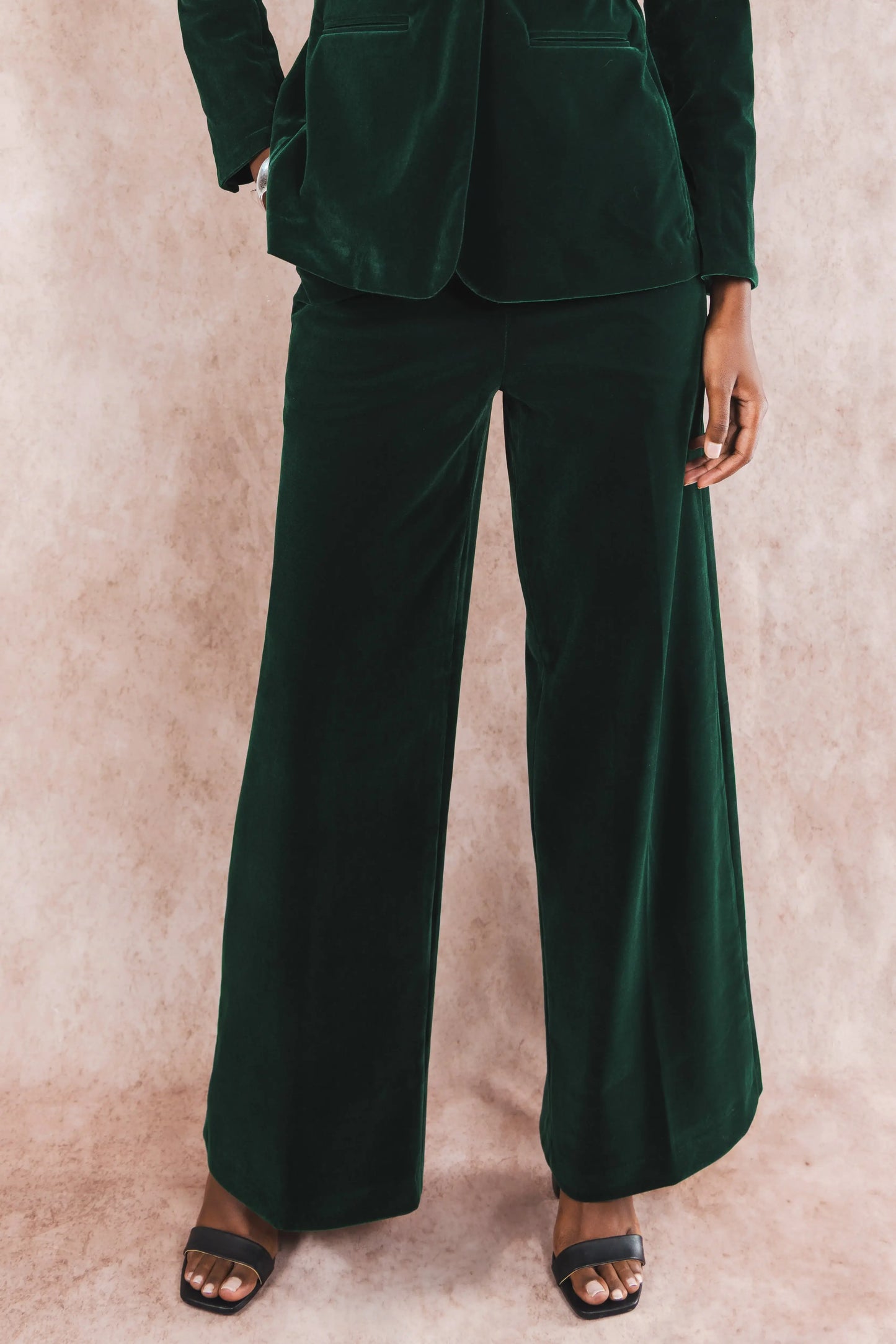 The Elegant Evergreen | Green Velvet Wide Leg Velvet Pants - Shinesty - Flyclothing LLC