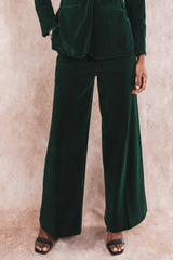 The Elegant Evergreen | Green Velvet Wide Leg Velvet Pants - Shinesty - Flyclothing LLC