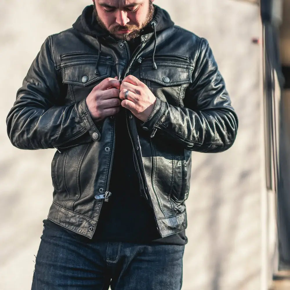 Vendetta Men's Motorcycle Leather Jacket - First Manufacturing Company - Flyclothing LLC