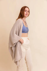 Ridged Rib Knit Ruana – Stylish Layering Wrap - Boho Clothing and Accessories - Flyclothing LLC