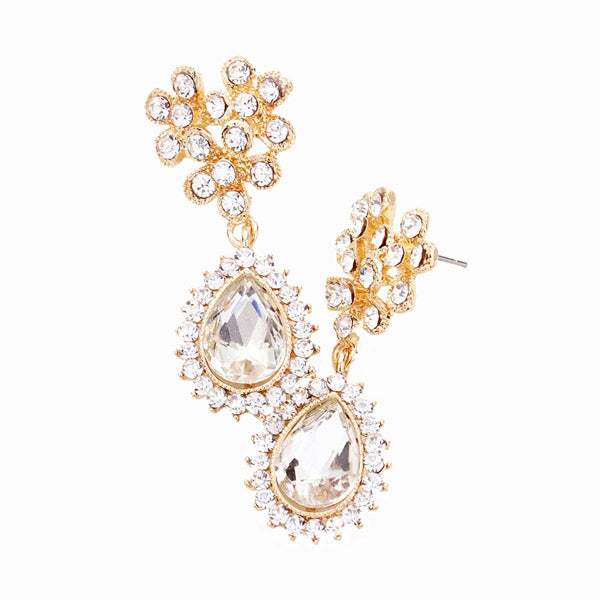 Victorian Glass Crystal Teardrop Vine Earrings - Madeline Love - Flyclothing LLC