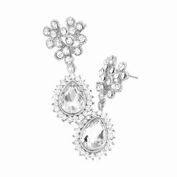 Victorian Glass Crystal Teardrop Vine Earrings - Madeline Love - Flyclothing LLC