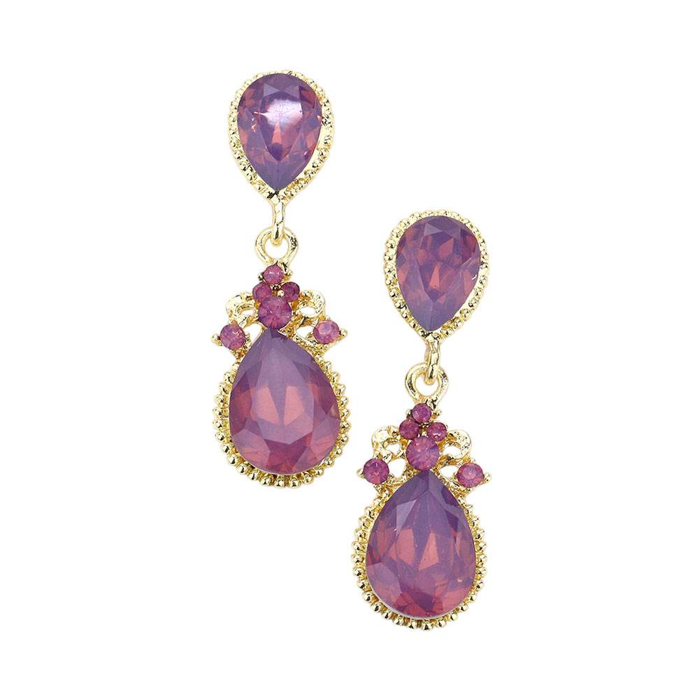 Victorian Teardrop Crystal Rhinestone Evening Earrings - Madeline Love - Flyclothing LLC