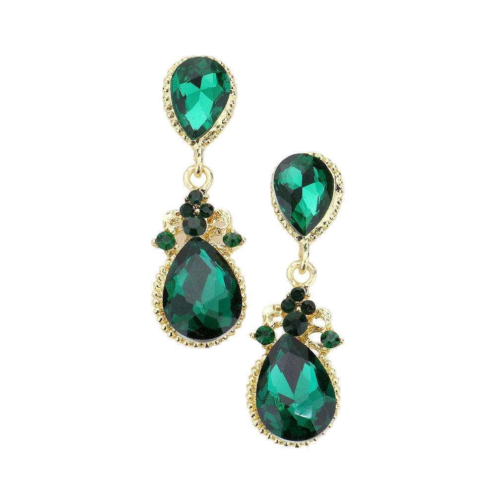 Victorian Teardrop Crystal Rhinestone Evening Earrings - Madeline Love - Flyclothing LLC