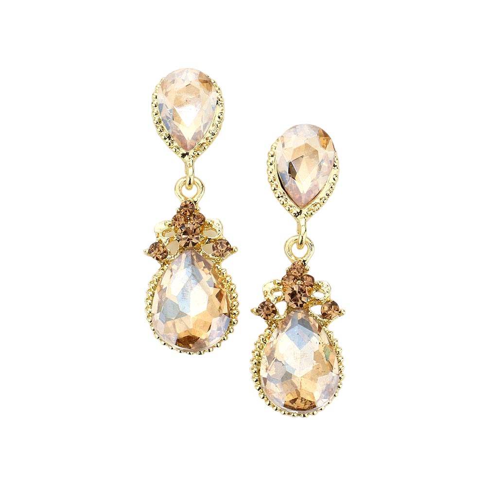 Victorian Teardrop Crystal Rhinestone Evening Earrings - Madeline Love - Flyclothing LLC