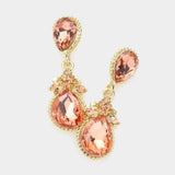 Victorian Teardrop Crystal Rhinestone Evening Earrings - Madeline Love - Flyclothing LLC