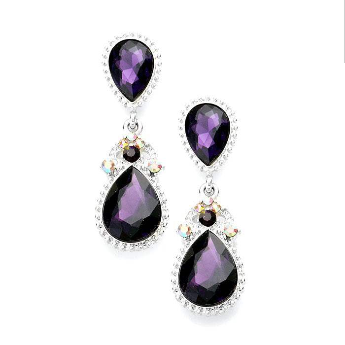 Victorian Teardrop Crystal Rhinestone Evening Earrings - Madeline Love - Flyclothing LLC