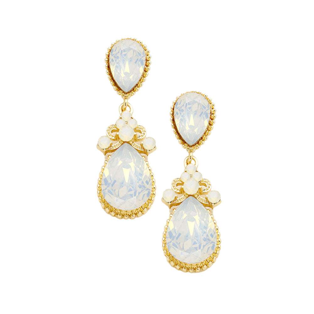 Victorian Teardrop Crystal Rhinestone Evening Earrings - Madeline Love - Flyclothing LLC