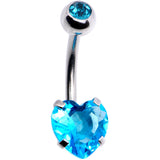 Aqua CZ Gem Sweet Heart Sweep Dangle Belly Ring - BodyCandy - Flyclothing LLC
