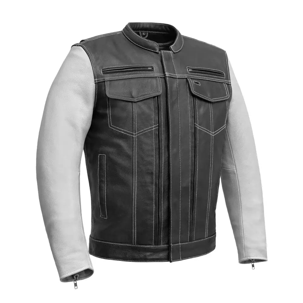 Vincent Men's Cafe Style Leather Jacket - First Manufacturing Company - Flyclothing LLC