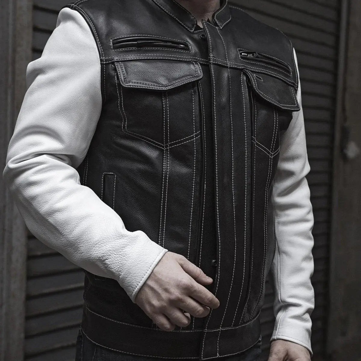 Vincent Men's Cafe Style Leather Jacket - First Manufacturing Company - Flyclothing LLC