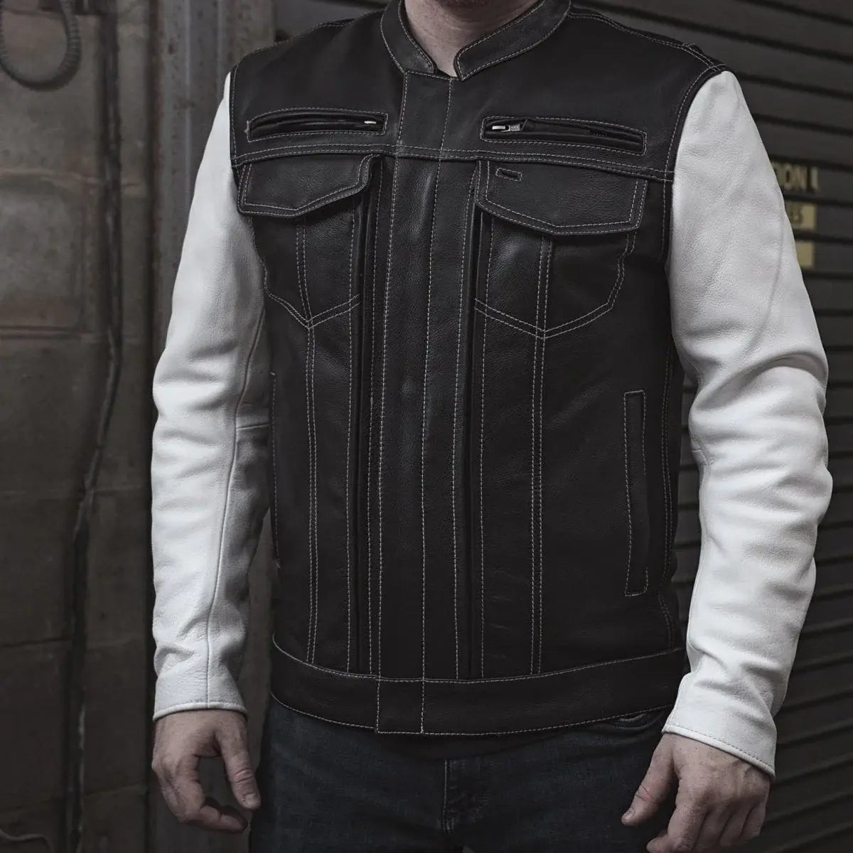 Vincent Men's Cafe Style Leather Jacket - First Manufacturing Company - Flyclothing LLC