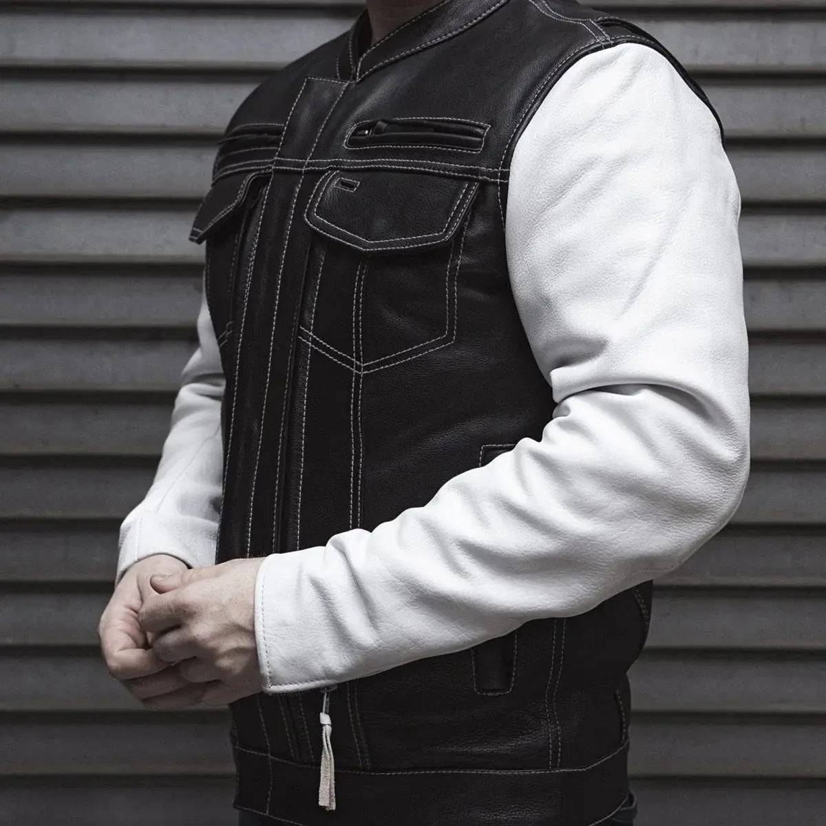 Vincent Men's Cafe Style Leather Jacket - First Manufacturing Company - Flyclothing LLC