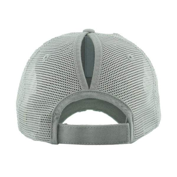 Vintage Distressed Mesh Back Ponytail Baseball Cap - Madeline Love - Flyclothing LLC