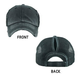 Vintage Distressed Mesh Back Ponytail Baseball Cap - Madeline Love - Flyclothing LLC
