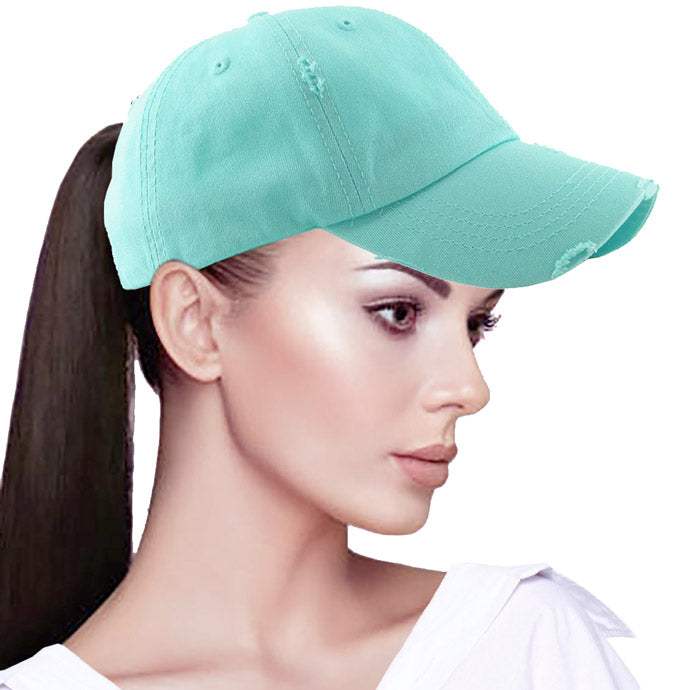 Vintage Distressed Ponytail Baseball Cap - Madeline Love - Flyclothing LLC