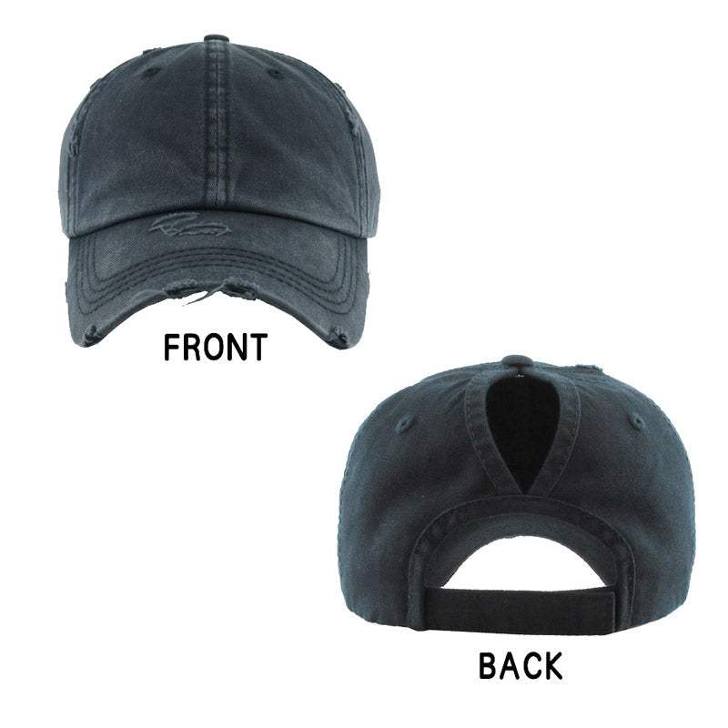 Vintage Distressed Ponytail Baseball Cap - Madeline Love - Flyclothing LLC