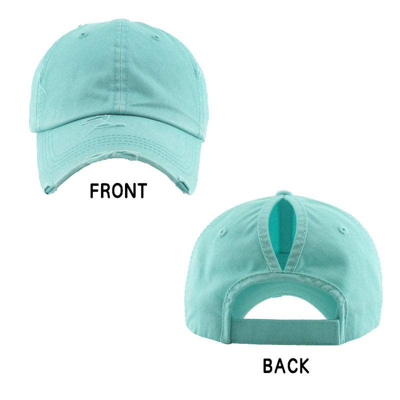 Vintage Distressed Ponytail Baseball Cap - Madeline Love - Flyclothing LLC