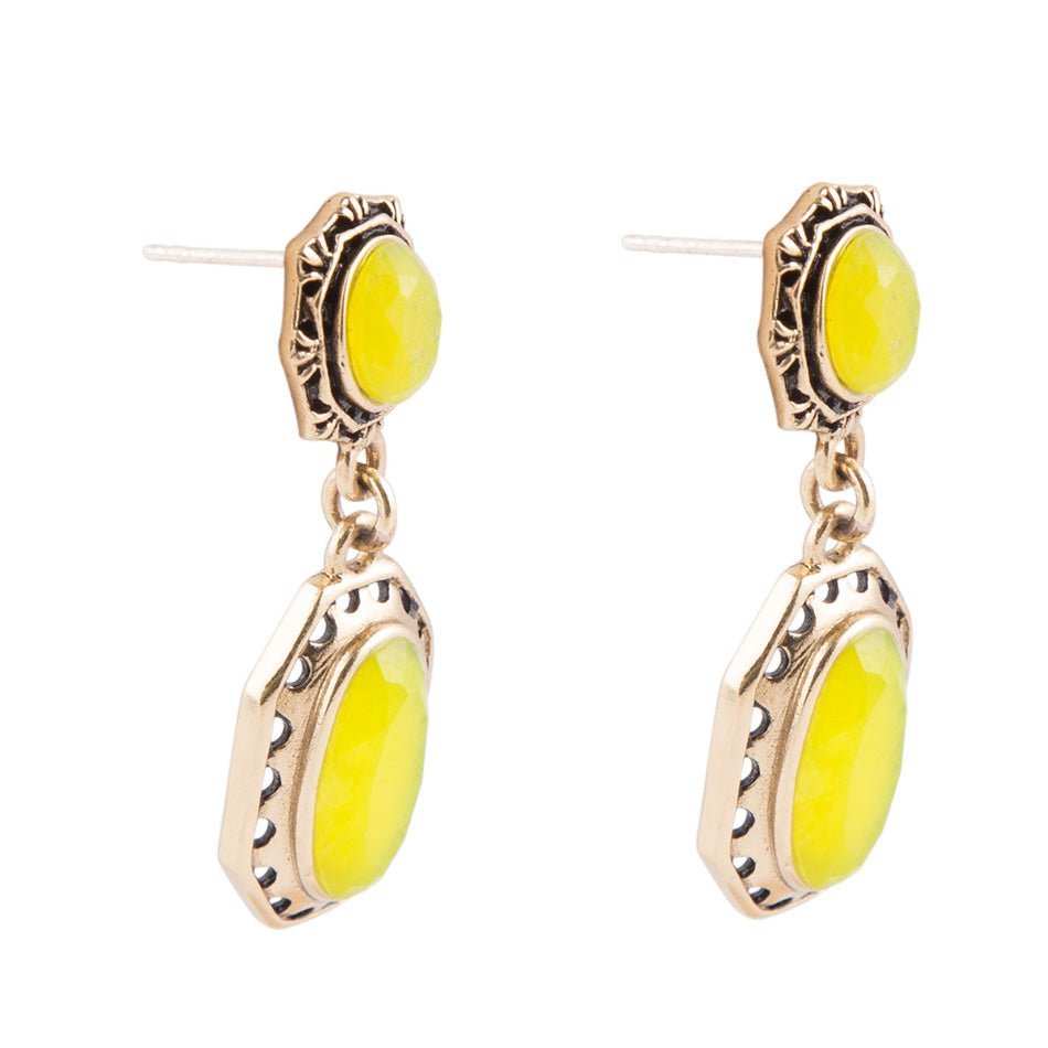 Vintage Style Chartreuse Quartz Earrings - Barse Jewelry - Flyclothing LLC