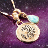 Virgo - Zodiac Blue Amazonite Golden Charm Necklace - Barse Jewelry - Flyclothing LLC