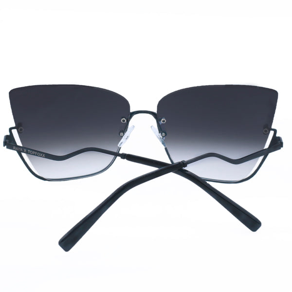 Vixen - Black Lens Black Frame Metal Cateye Sunglasses - TopFoxx - Flyclothing LLC