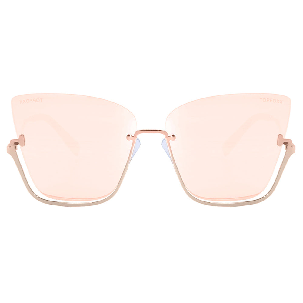Vixen - Rosegold Frame Rosegold Lens Metal Cateye Sunglasses - TopFoxx - Flyclothing LLC