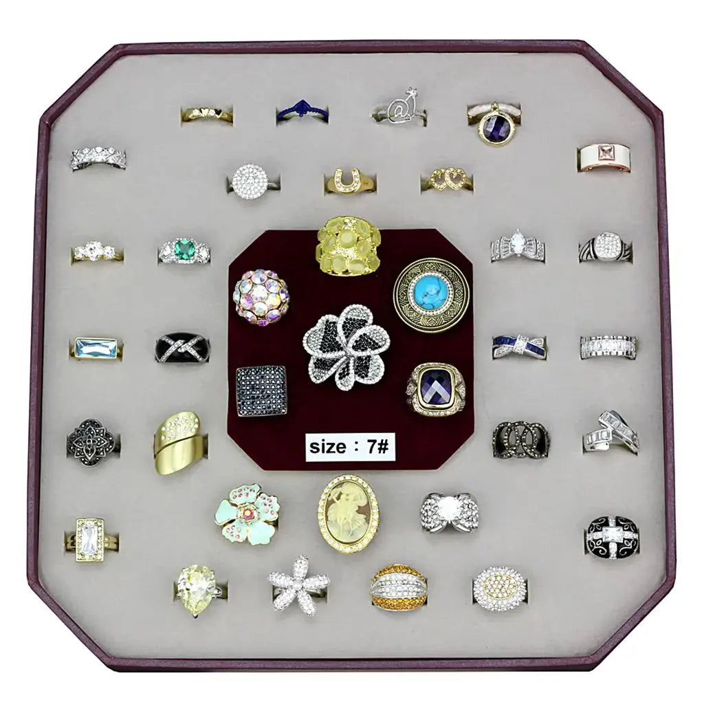 VK-030-SIZE7 - Assorted Brass Ring with Assorted in Assorted - Alamode - Flyclothing LLC