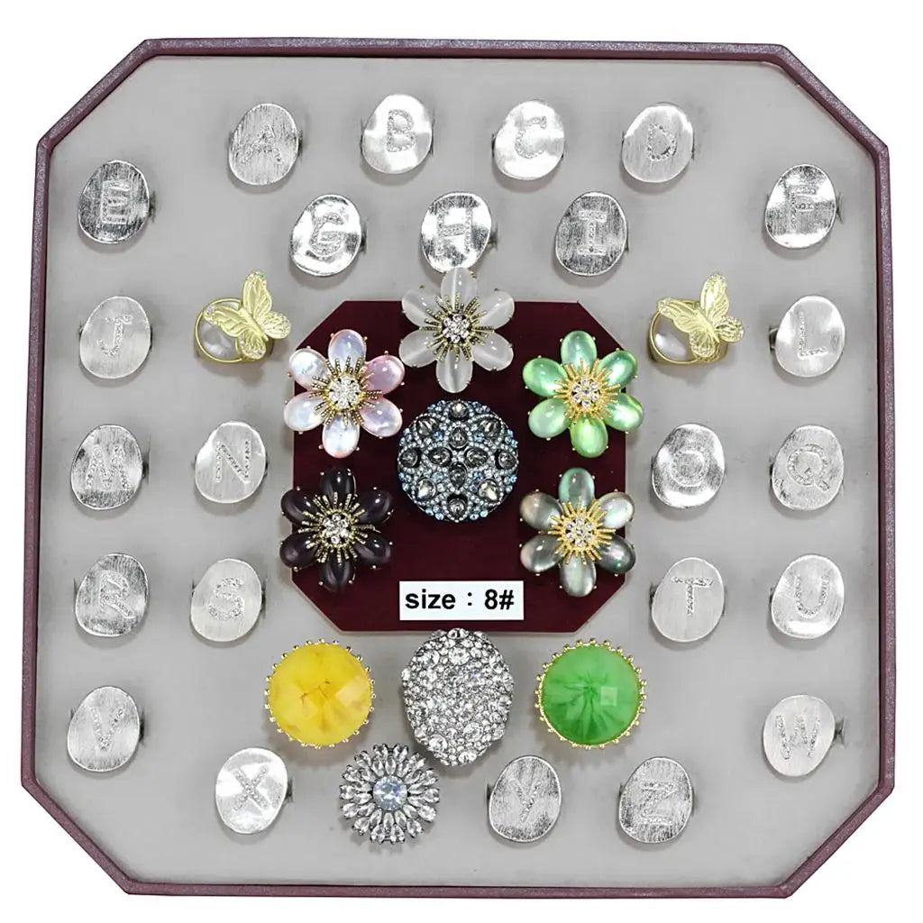 VK-034-SIZE8 - Assorted Brass Ring with Assorted in Assorted - Alamode - Flyclothing LLC