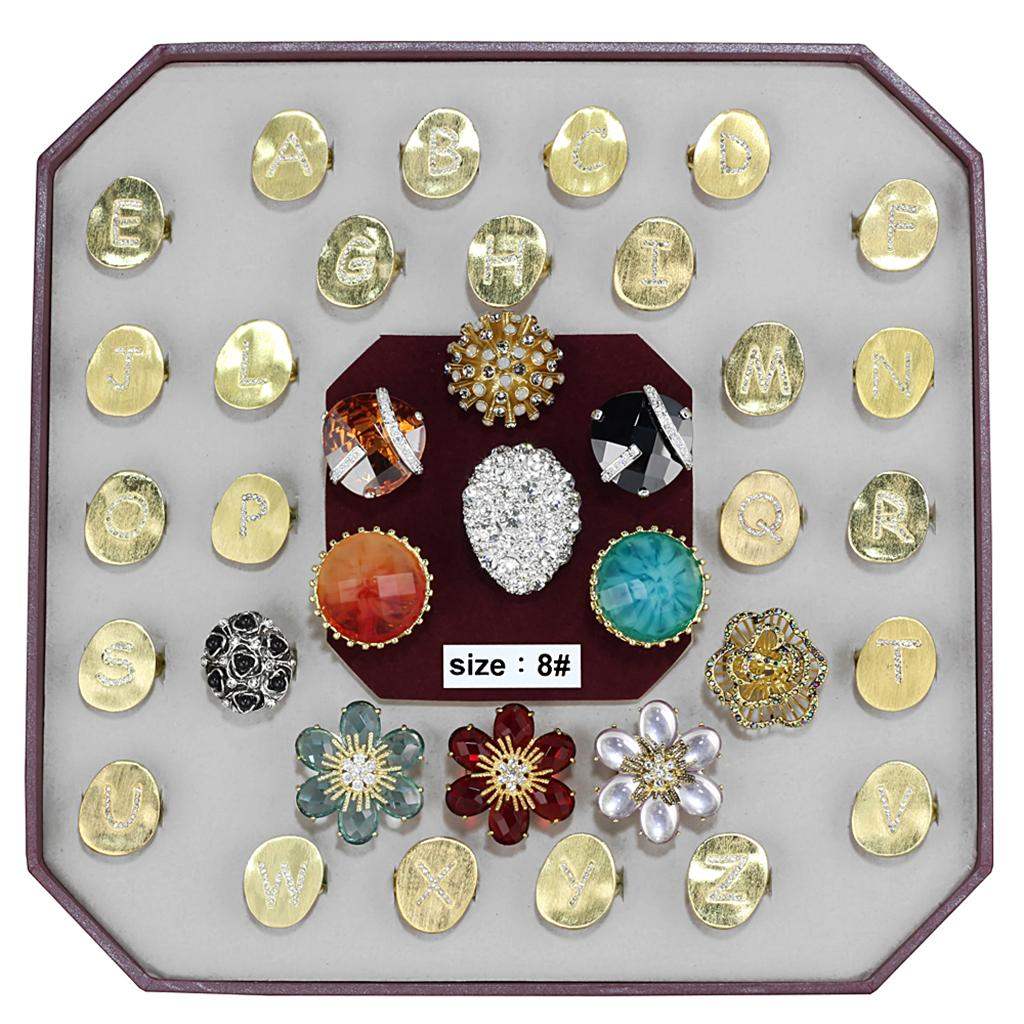 VK-035-SIZE8 - Assorted Brass Ring with Assorted in Assorted - Alamode - Flyclothing LLC