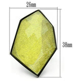 VL001 - IP Black(Ion Plating) Brass Ring with Synthetic Synthetic Stone in Apple Green color - Alamode - Flyclothing LLC