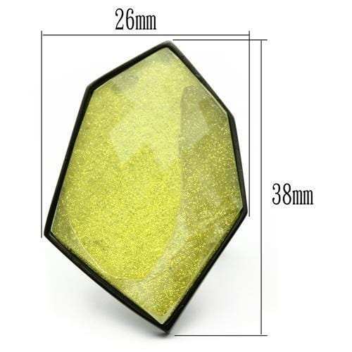 VL001 - IP Black(Ion Plating) Brass Ring with Synthetic Synthetic Stone in Apple Green color - Alamode - Flyclothing LLC