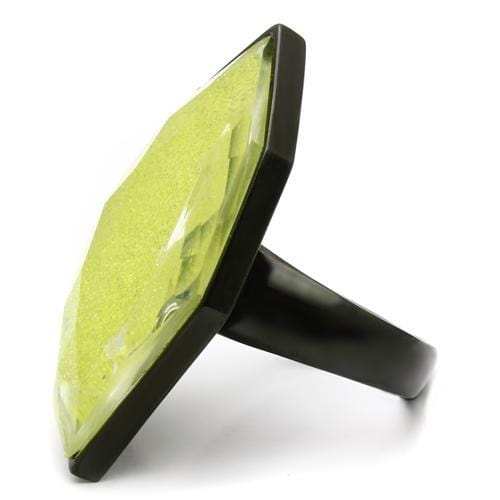 VL001 - IP Black(Ion Plating) Brass Ring with Synthetic Synthetic Stone in Apple Green color - Alamode - Flyclothing LLC