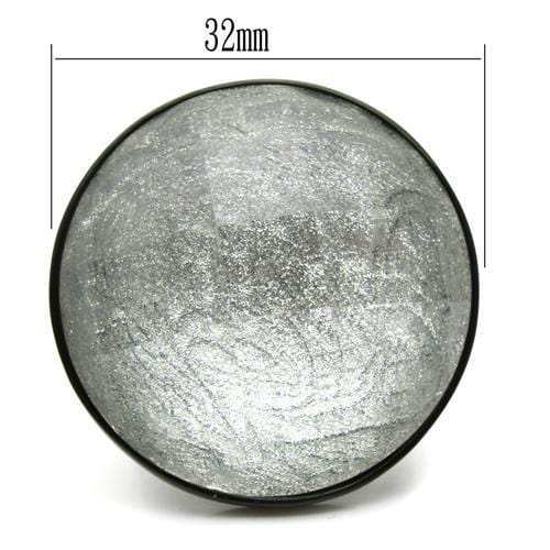 VL003 - IP Black(Ion Plating) Brass Ring with Synthetic Synthetic Stone in Light Gray - Alamode - Flyclothing LLC