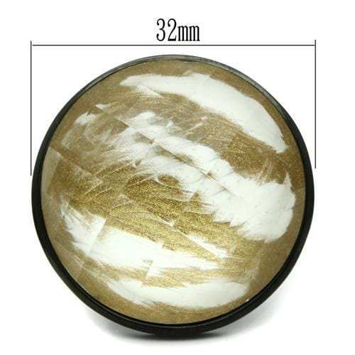 VL004 - IP Black(Ion Plating) Brass Ring with Synthetic Synthetic Stone in Brown - Alamode - Flyclothing LLC