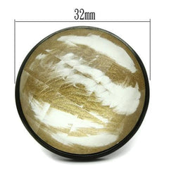 VL004 - IP Black(Ion Plating) Brass Ring with Synthetic Synthetic Stone in Brown