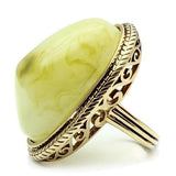 VL005 - IP Gold(Ion Plating) Brass Ring with Synthetic Synthetic Stone in Apple Green color