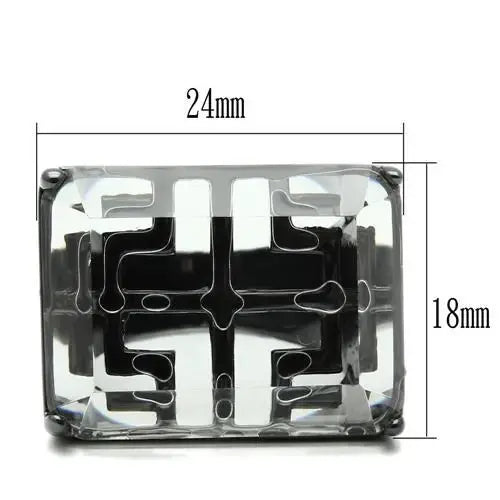 VL008 - TIN Cobalt Black Brass Ring with Synthetic Synthetic Stone in Clear - Alamode - Flyclothing LLC