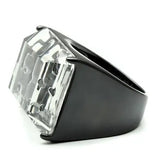 VL008 - TIN Cobalt Black Brass Ring with Synthetic Synthetic Stone in Clear - Alamode - Flyclothing LLC