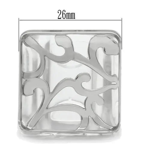 VL012 - Rhodium Brass Ring with Synthetic Synthetic Stone in Clear - Alamode - Flyclothing LLC