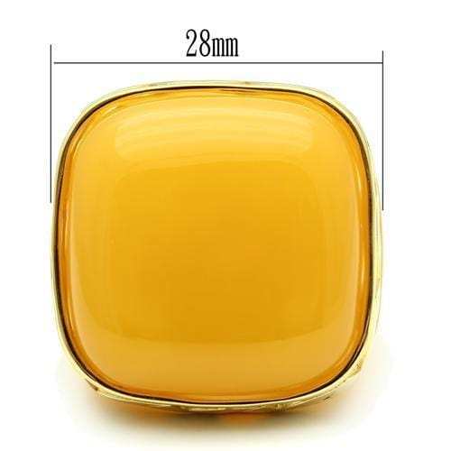 VL014 - IP Gold(Ion Plating) Brass Ring with Synthetic Synthetic Stone in Topaz - Alamode - Flyclothing LLC