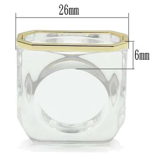 VL016 - Gold Brass Ring with Synthetic Synthetic Stone in Clear - Alamode - Flyclothing LLC