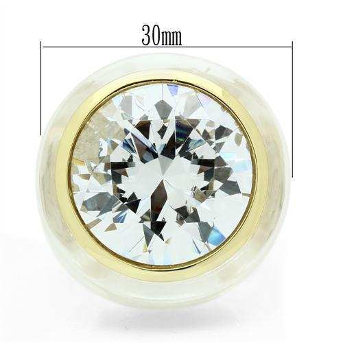 VL018 - Gold Brass Ring with AAA Grade CZ in Clear - Alamode - Flyclothing LLC