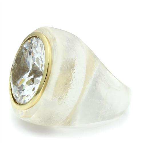 VL018 - Gold Brass Ring with AAA Grade CZ in Clear - Alamode - Flyclothing LLC