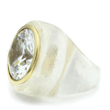 VL018 - Gold Brass Ring with AAA Grade CZ  in Clear - Alamode