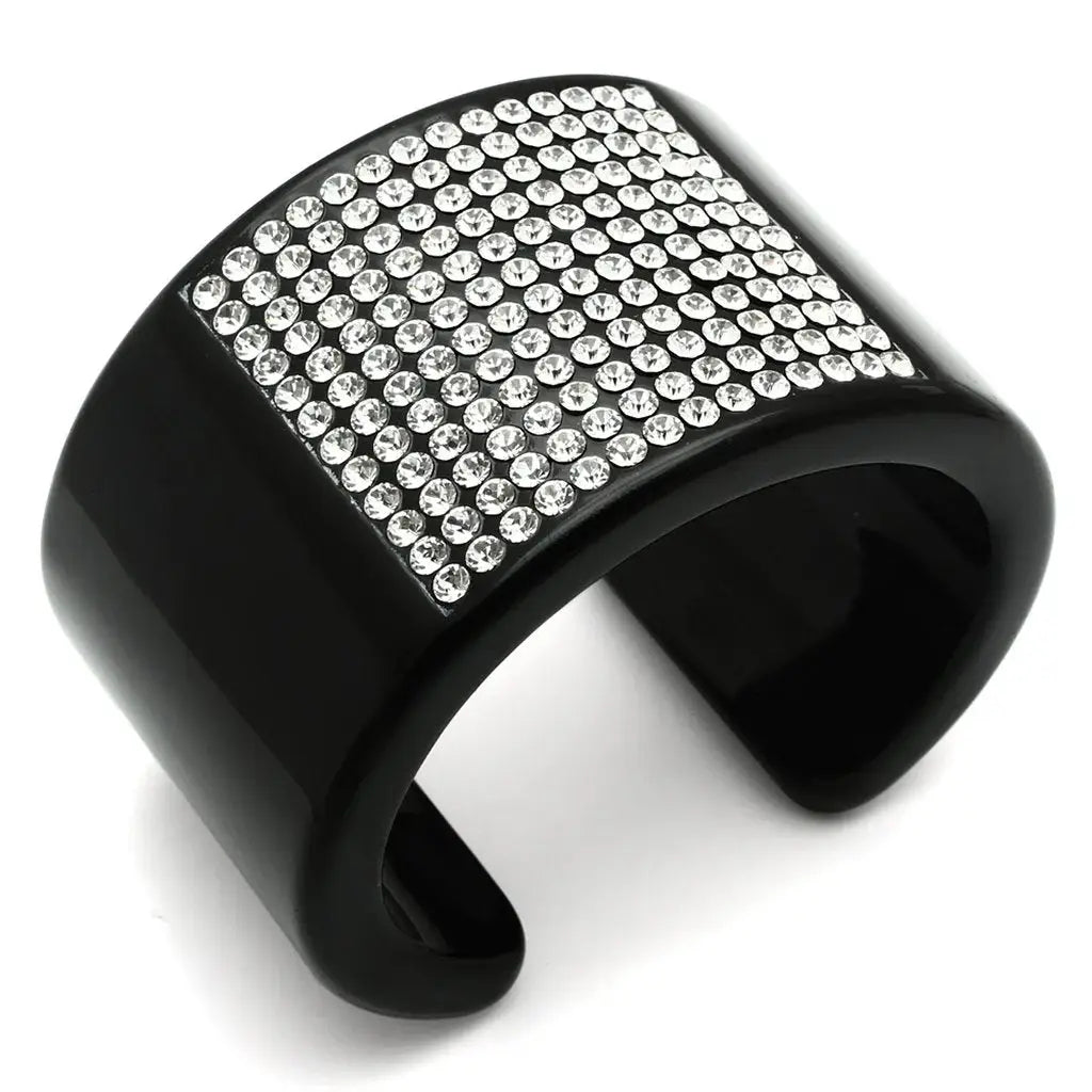 VL025 - Resin Bangle with Top Grade Crystal in Clear - Alamode - Flyclothing LLC