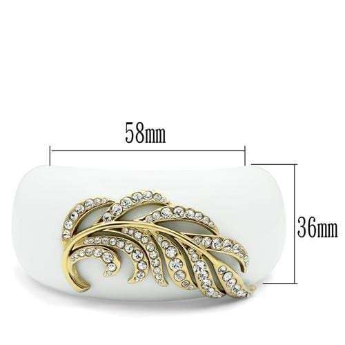 VL028 - IP Gold(Ion Plating) Brass Bangle with Synthetic Synthetic Stone in White - Alamode - Flyclothing LLC