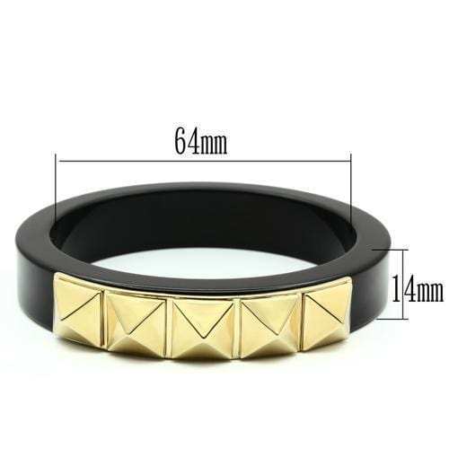 VL030 - IP Gold(Ion Plating) Brass Bangle with Synthetic Synthetic Stone in Jet - Alamode - Flyclothing LLC